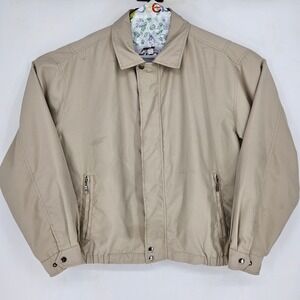 Vintage Okief Okief Jacket Mens XL Tan Retro Coat Full Zip Casual Fleece FLAWS